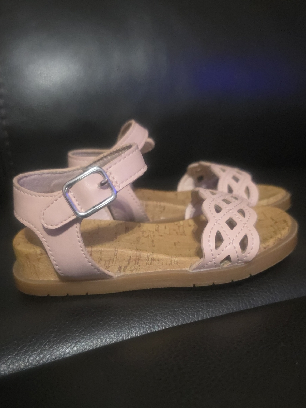 Girls Pink Braided Strap Sandals